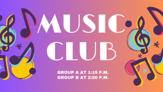 Music Club text with musical symbols